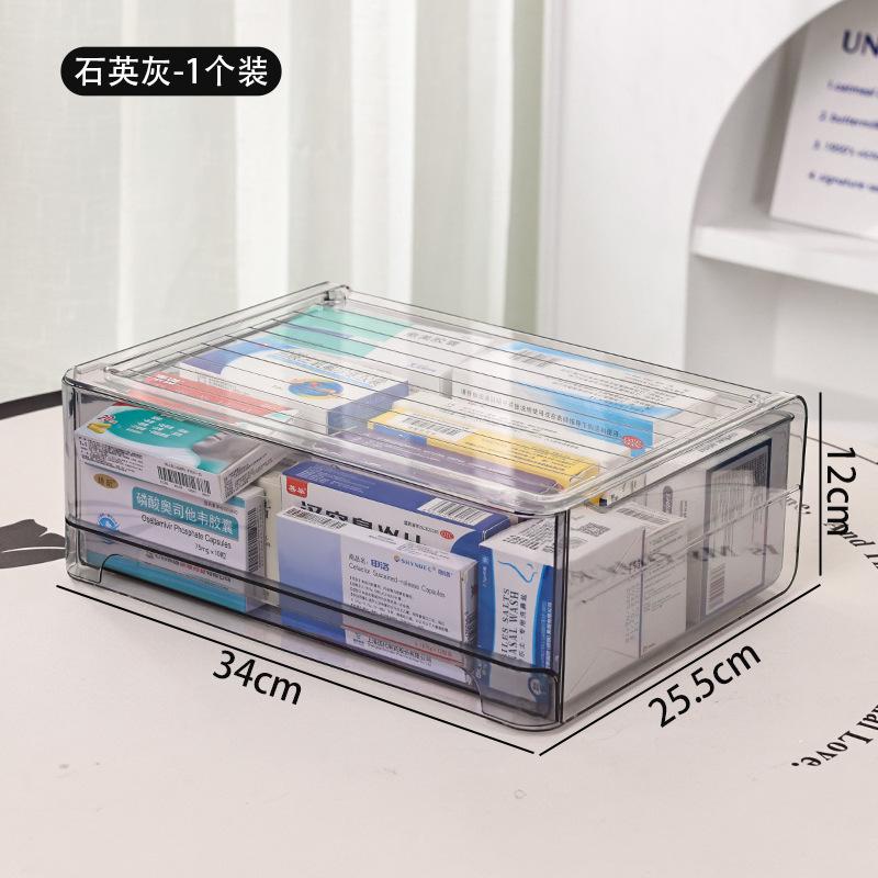 Shopclassyshop Transparent Visible Medicine Box Drawer Style Stackable Household High-capacity Medical Box Multilayer Family Packaging Antigen Medicine