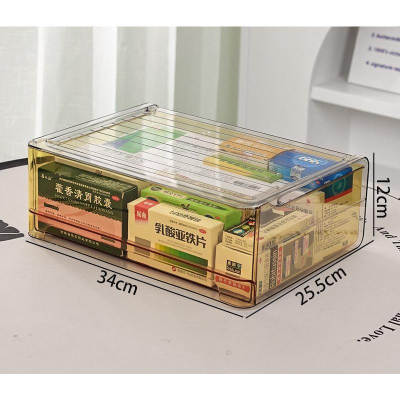 Shopclassyshop Transparent Visible Medicine Box Drawer Style Stackable Household High-capacity Medical Box Multilayer Family Packaging Antigen Medicine