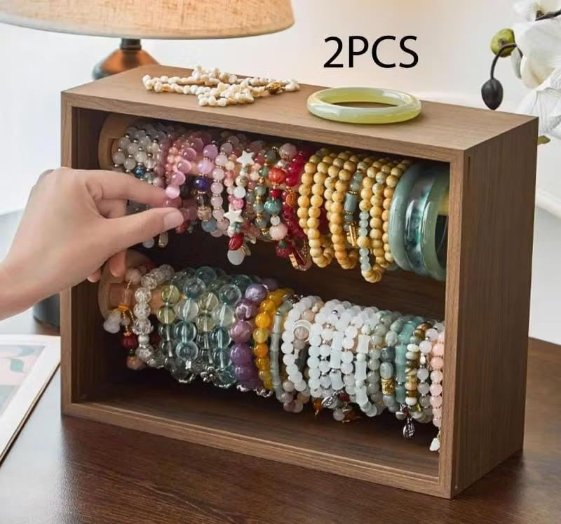 Shopclassyshop dust free Double-layer jewelry box wooden for antiques hand bracelets bracelets storage multifunctional jewelry display box