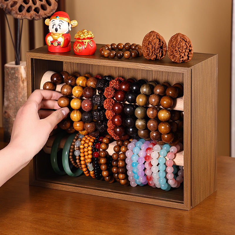 Shopclassyshop dust free Double-layer jewelry box wooden for antiques hand bracelets bracelets storage multifunctional jewelry display box