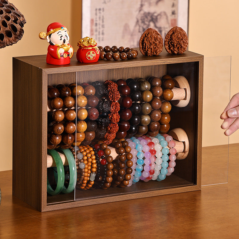 Shopclassyshop dust free Double-layer jewelry box wooden for antiques hand bracelets bracelets storage multifunctional jewelry display box