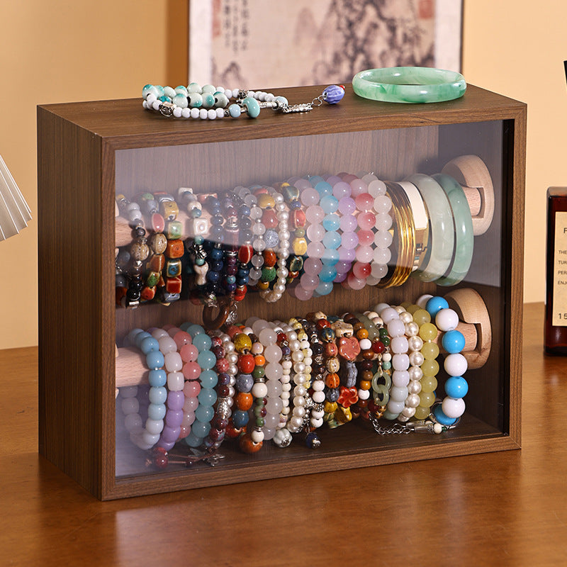 Shopclassyshop dust free Double-layer jewelry box wooden for antiques hand bracelets bracelets storage multifunctional jewelry display box