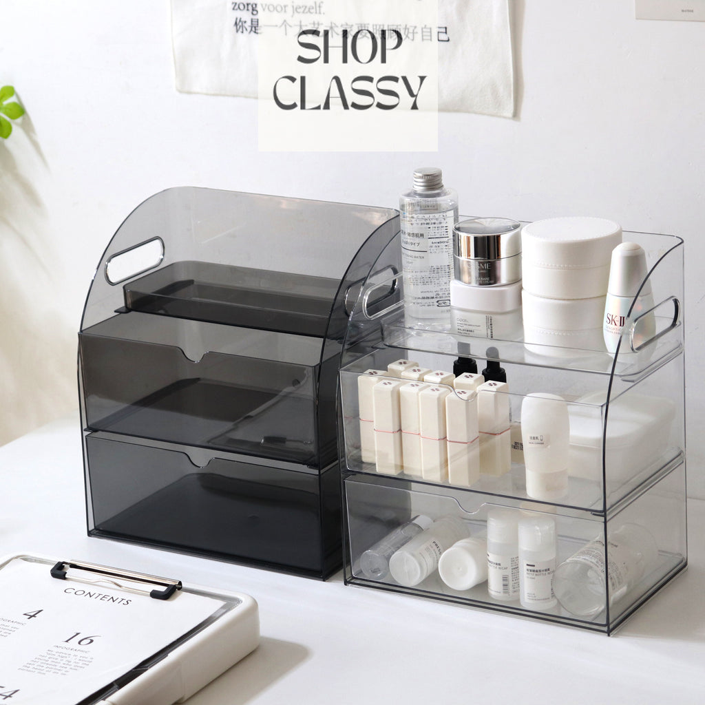 Shopclassyshop Cosmetics storage box desktop dustproof skincare vanity organizer lipstick home acrylic