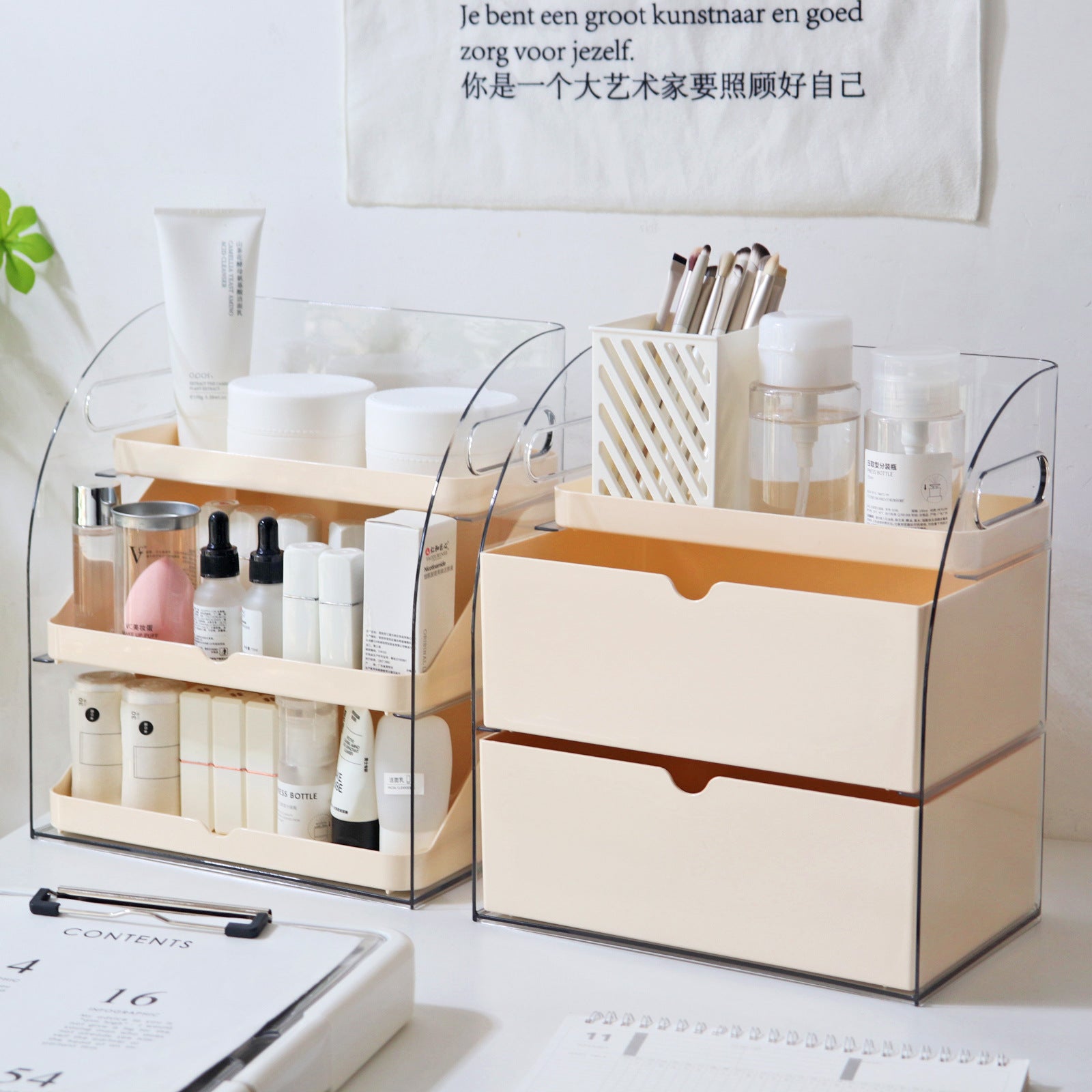 Shopclassyshop Cosmetics storage box desktop dustproof skincare vanity organizer lipstick home acrylic