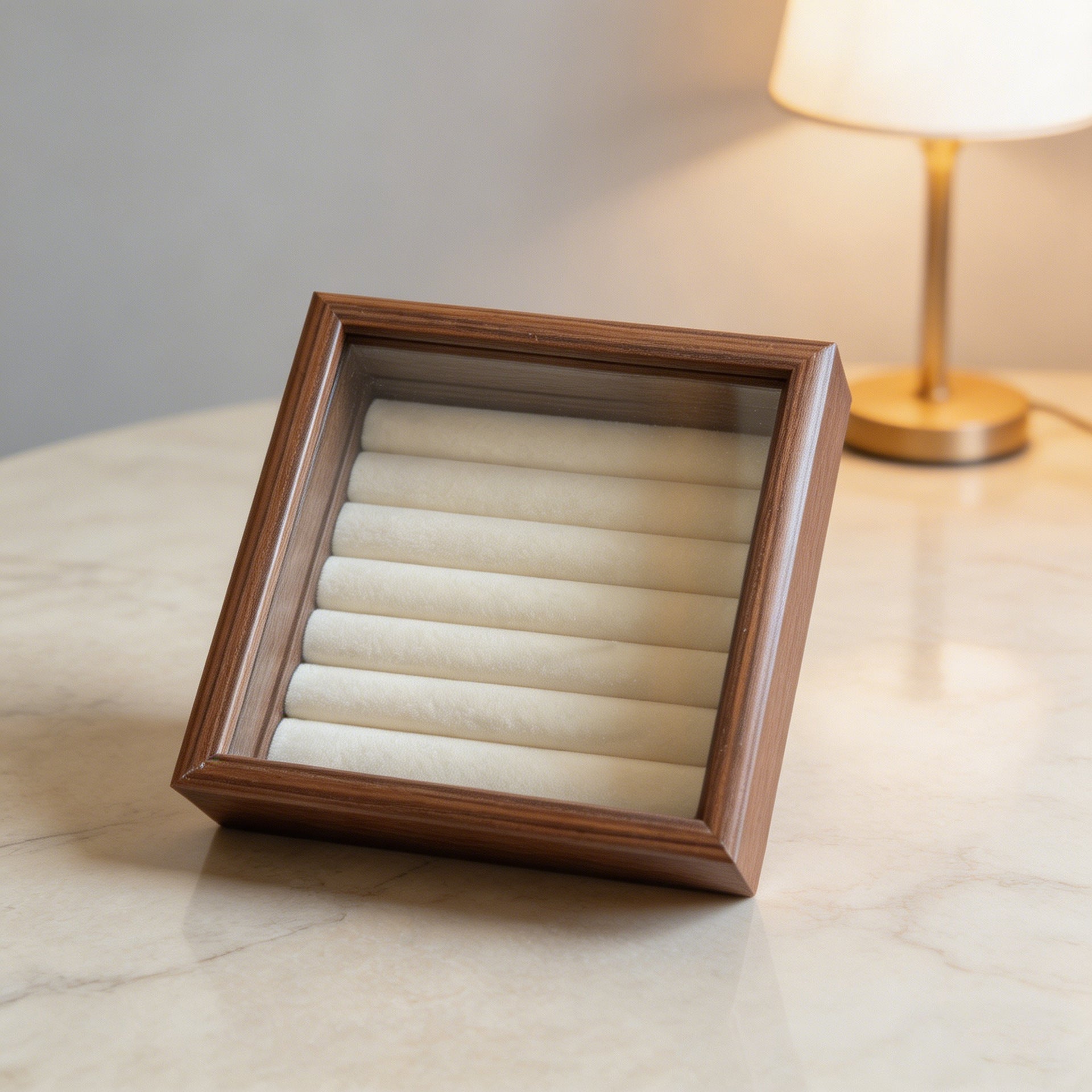 Shopclassy shop mini cute box Jewelry display box walnut grain jewelry box flip-top ring stud earrings jewelry box glass with lid storage box