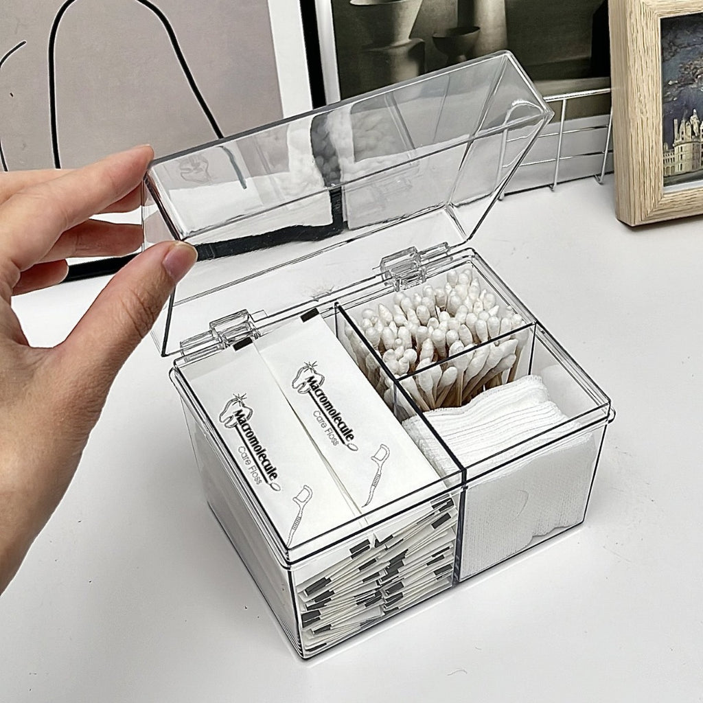 Shopclassyshop Table organizer PET cotton swab storage box, beauty salon cotton pad box dressing table dustproof cotton box, makeup remover tissue box