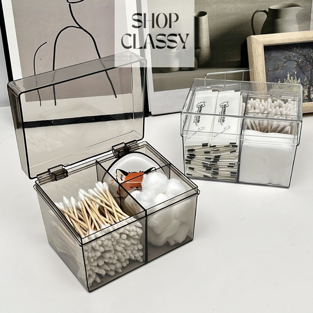 Shopclassyshop Table organizer PET cotton swab storage box, beauty salon cotton pad box dressing table dustproof cotton box, makeup remover tissue box