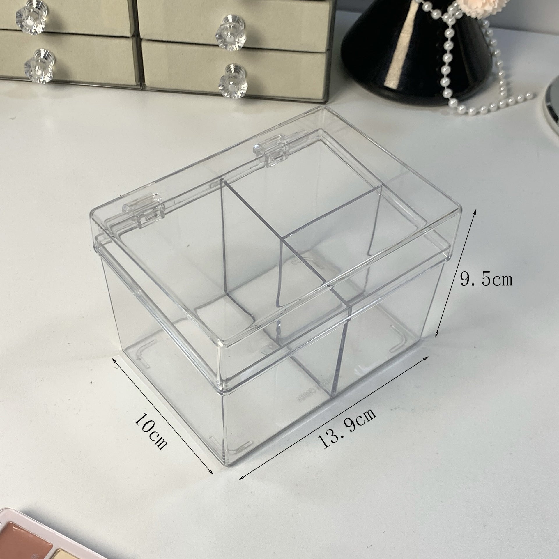 Shopclassyshop Table organizer PET cotton swab storage box, beauty salon cotton pad box dressing table dustproof cotton box, makeup remover tissue box