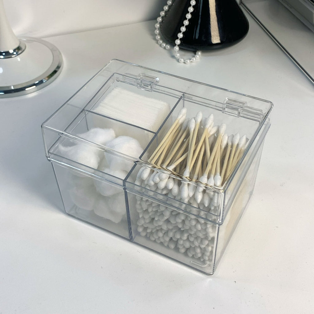 Shopclassyshop Table organizer PET cotton swab storage box, beauty salon cotton pad box dressing table dustproof cotton box, makeup remover tissue box