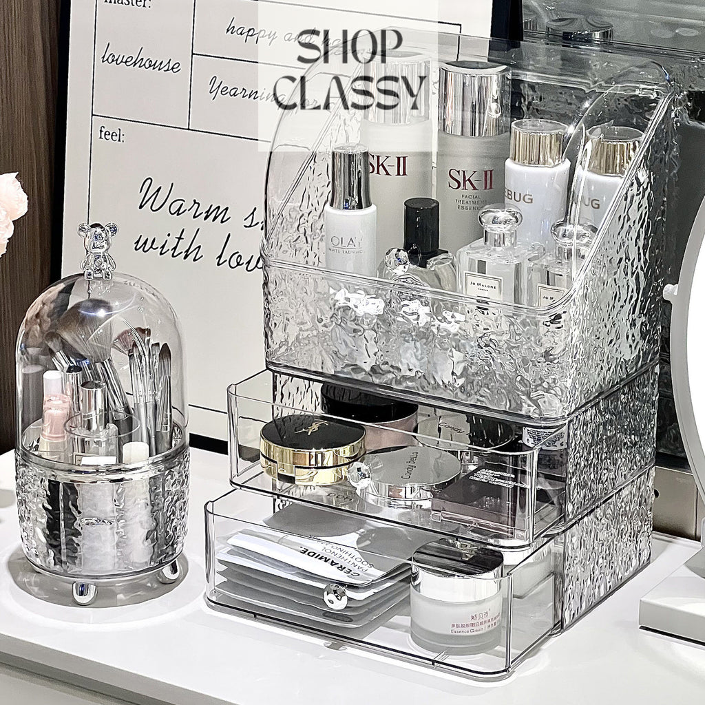 Shopclassyshop High-end storage cabinet makeup organizer box desktop vanity large-capacity lipstick skincare products