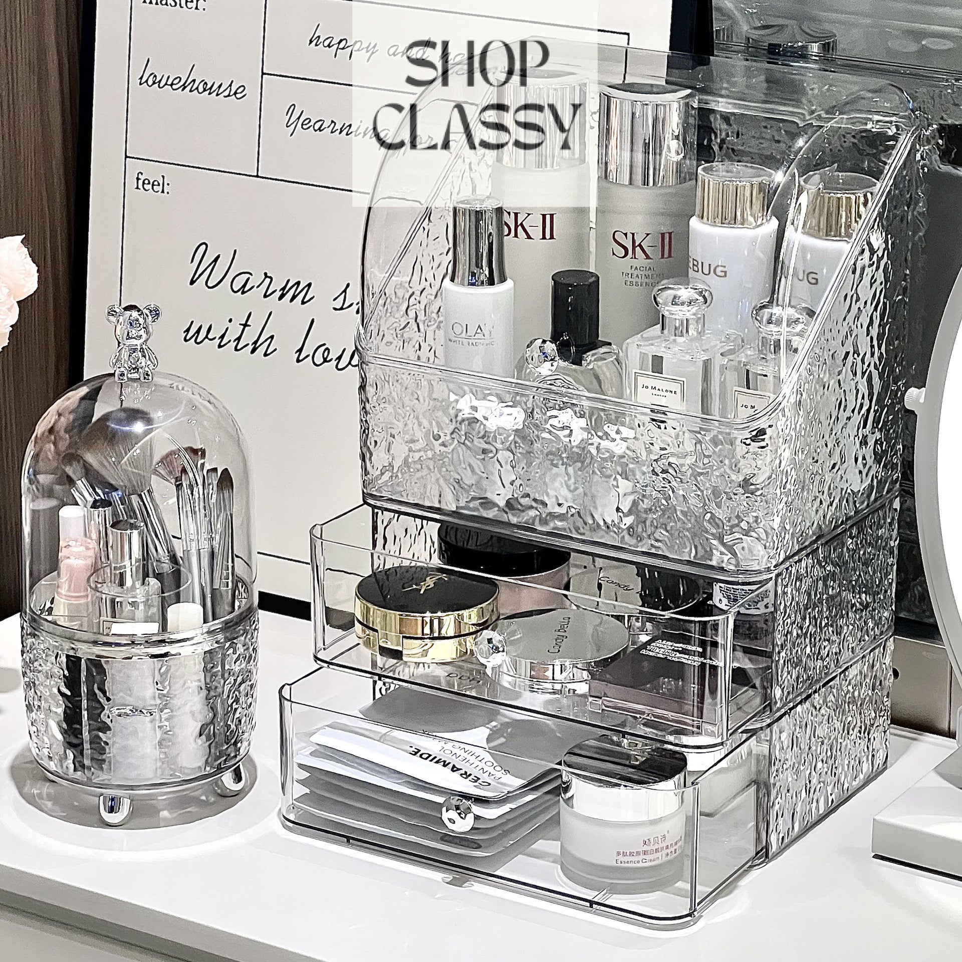 Shopclassyshop High-end storage cabinet makeup organizer box desktop vanity large-capacity lipstick skincare products
