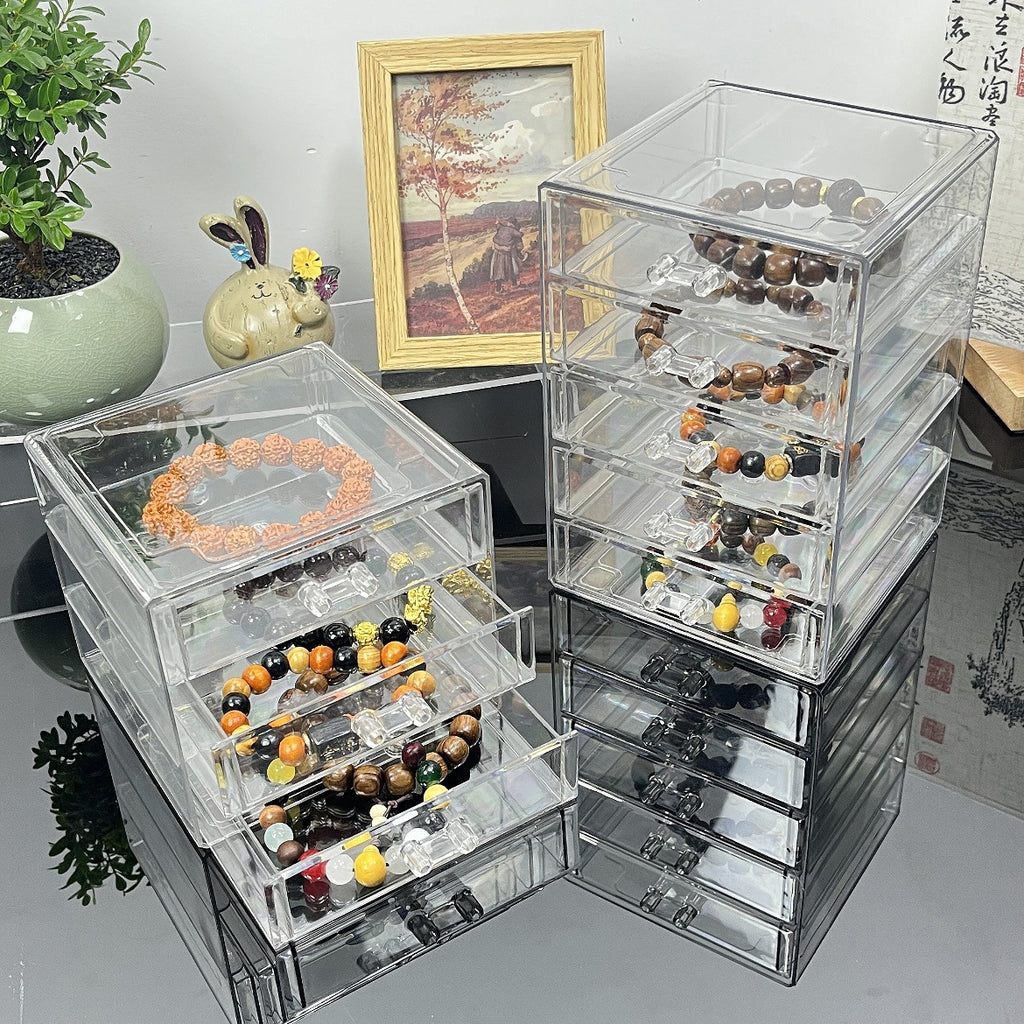 Shopclassyshop Stackable Desktop cosmetic storage box lipstick Organizer dust-proof drawer-style storage makeup box