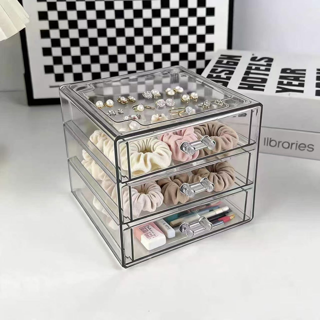 Shopclassyshop Stackable Desktop cosmetic storage box lipstick Organizer dust-proof drawer-style storage makeup box