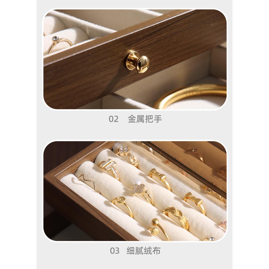 Shopclassyshop Extra-large walnut wood grain jewelry storage box for gold jewelry  pearl necklaces earrings bracelets pendants accessories