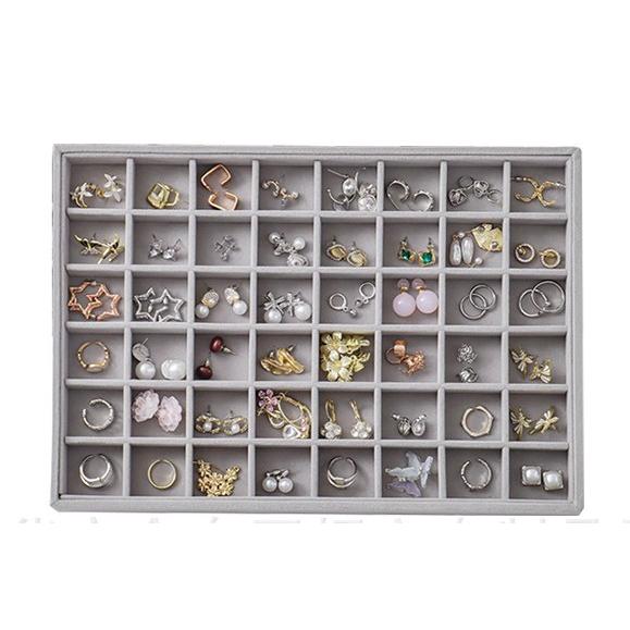 Shopclassyshop super Extra Large velvet jewelry tray stackable display tray for earrings necklaces and rings for jewelry drawer organizer