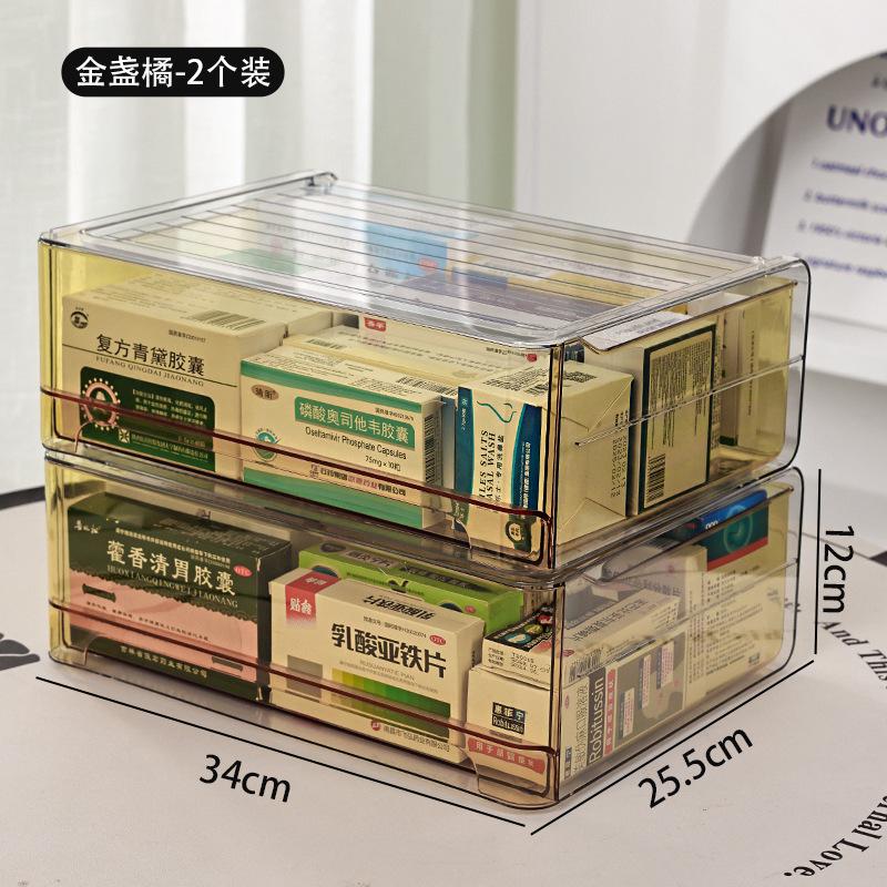 Transparent Visible Medicine Box Drawer Style Stackable Household High-capacity Medical Box Multilayer Family Packaging Antigen Medicine