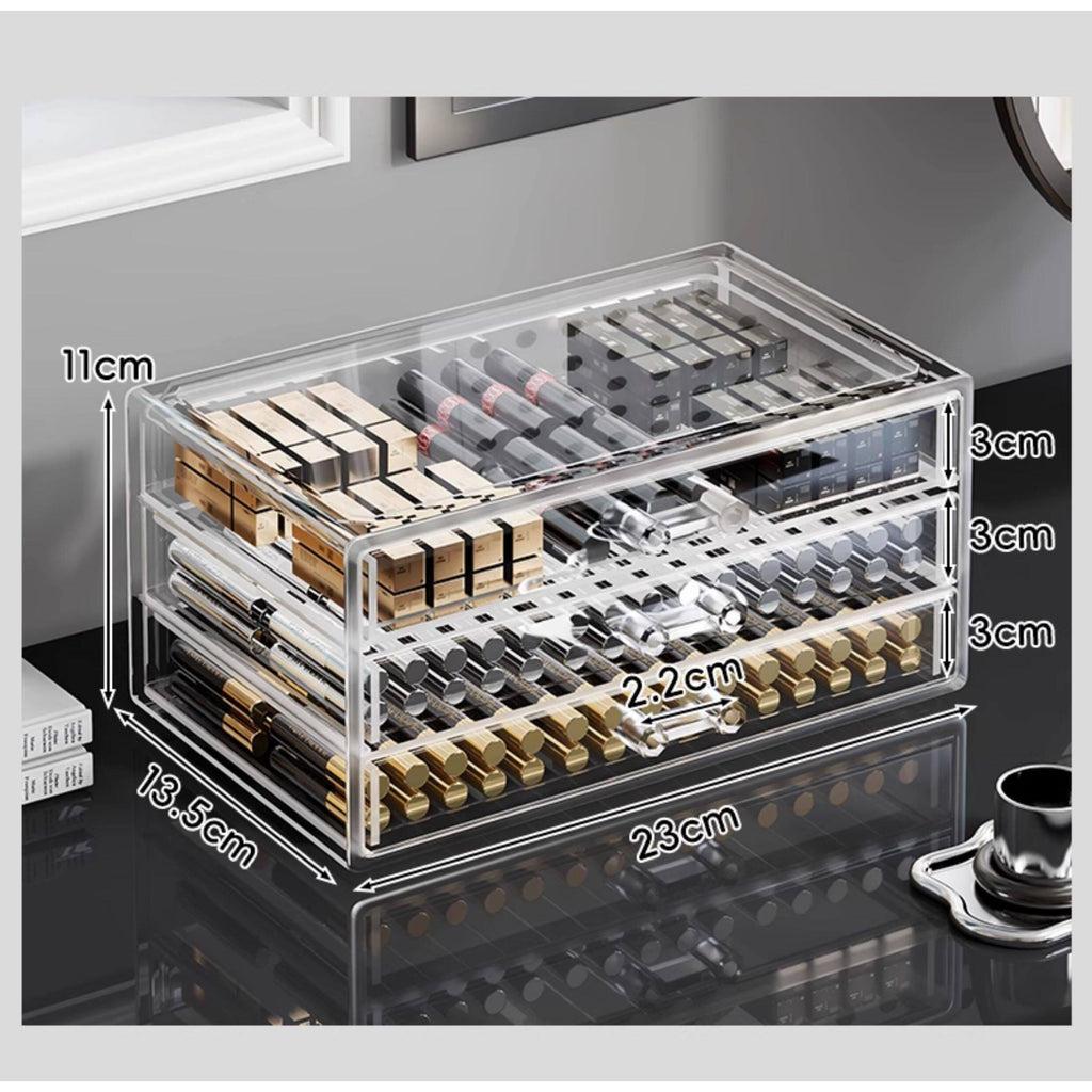 Shopclassyshop Multifunctional Lipstick Storage Box Desktop Makeup Drawer Organizer Lip Gloss Eyeshadow Makeup Transparent Dustproof Storage