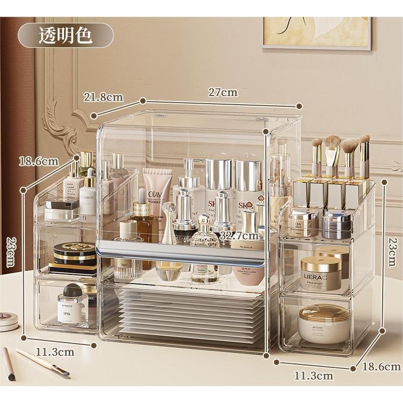 Shopclassyshop Transparent high-quality Cosmetics organizer dustproof storage box large-capacity desktop organizing box
