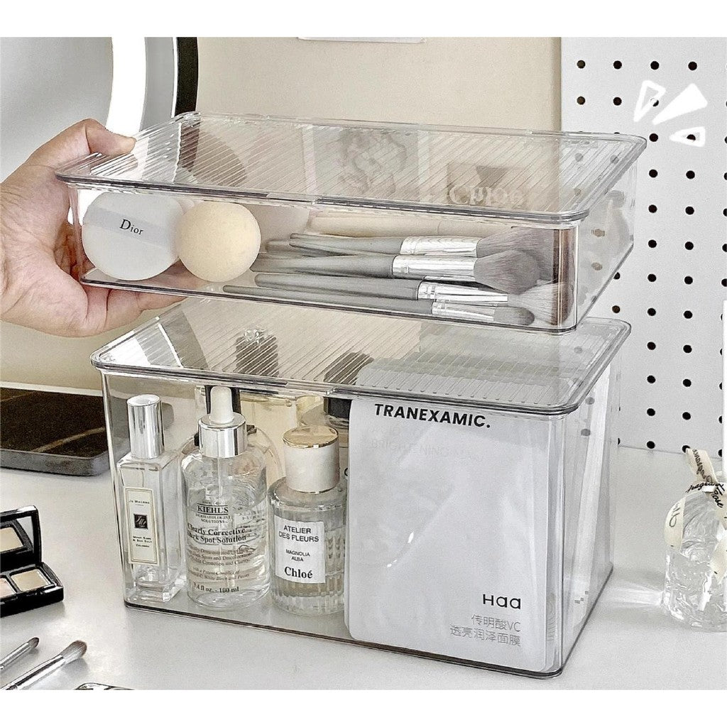 Shopclassyshop Tabletop Stackble storage box dresser makeup mask organizer box household makeup brush puff storage box