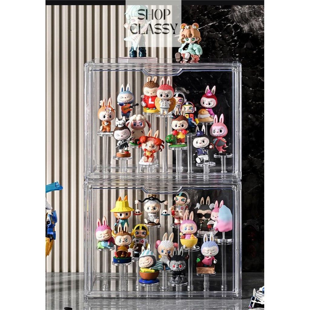 Shopclassyshop Acrylic Rubik cube Blind box display Stand storage figure large-capacity container bubble mart Organiser