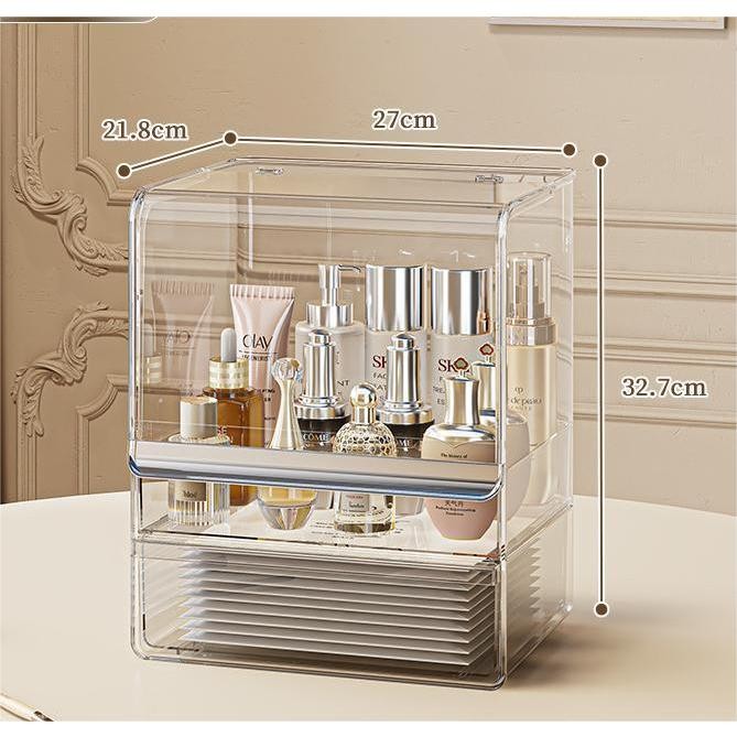 Shopclassyshop Transparent high-quality Cosmetics organizer dustproof storage box large-capacity desktop organizing box