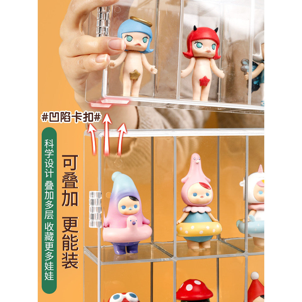Shopclassyshop 6 Slot Pop Mart Blind Box Storage Display Acrylic Stand Transparent Wall Hanging Dust-proof dimoo molly