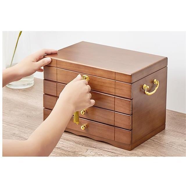 Shopclassyshop Solid wood jewelry organizer box with full lock large capacity multifunctional jewelry Organizer  box