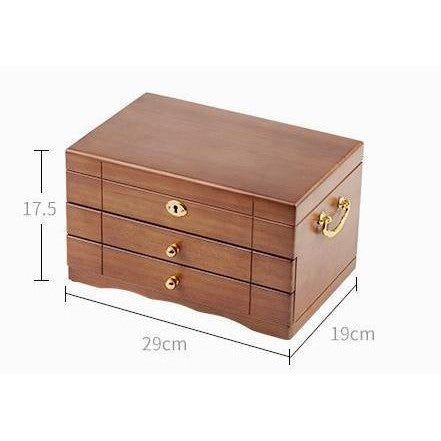 Shopclassyshop Solid wood jewelry organizer box with full lock large capacity multifunctional jewelry Organizer  box