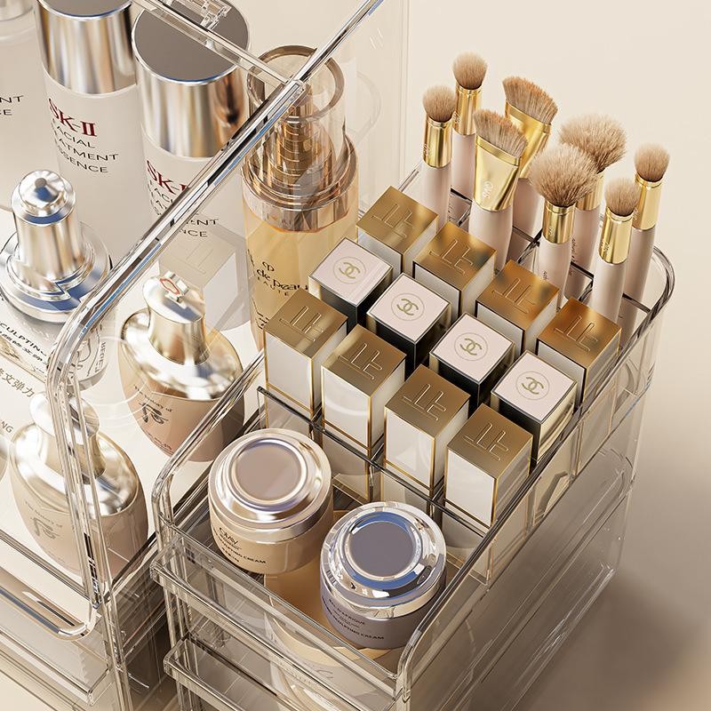 Shopclassyshop Transparent high-quality Cosmetics organizer dustproof storage box large-capacity desktop organizing box