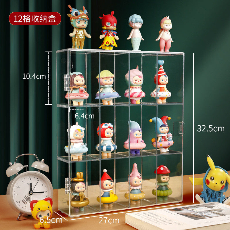 Shopclassyshop 6 Slot Pop Mart Blind Box Storage Display Acrylic Stand Transparent Wall Hanging Dust-proof dimoo molly