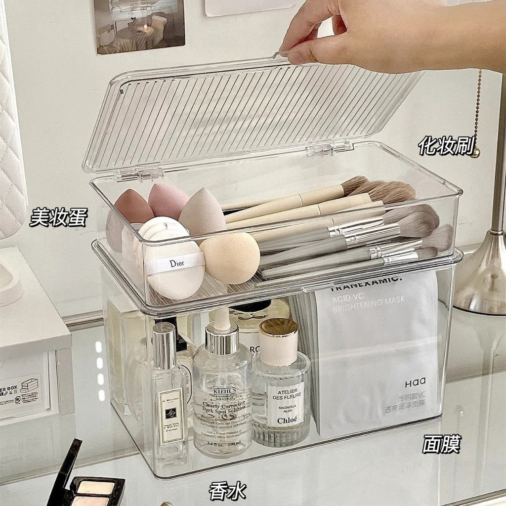 Shopclassyshop Tabletop Stackble storage box dresser makeup mask organizer box household makeup brush puff storage box