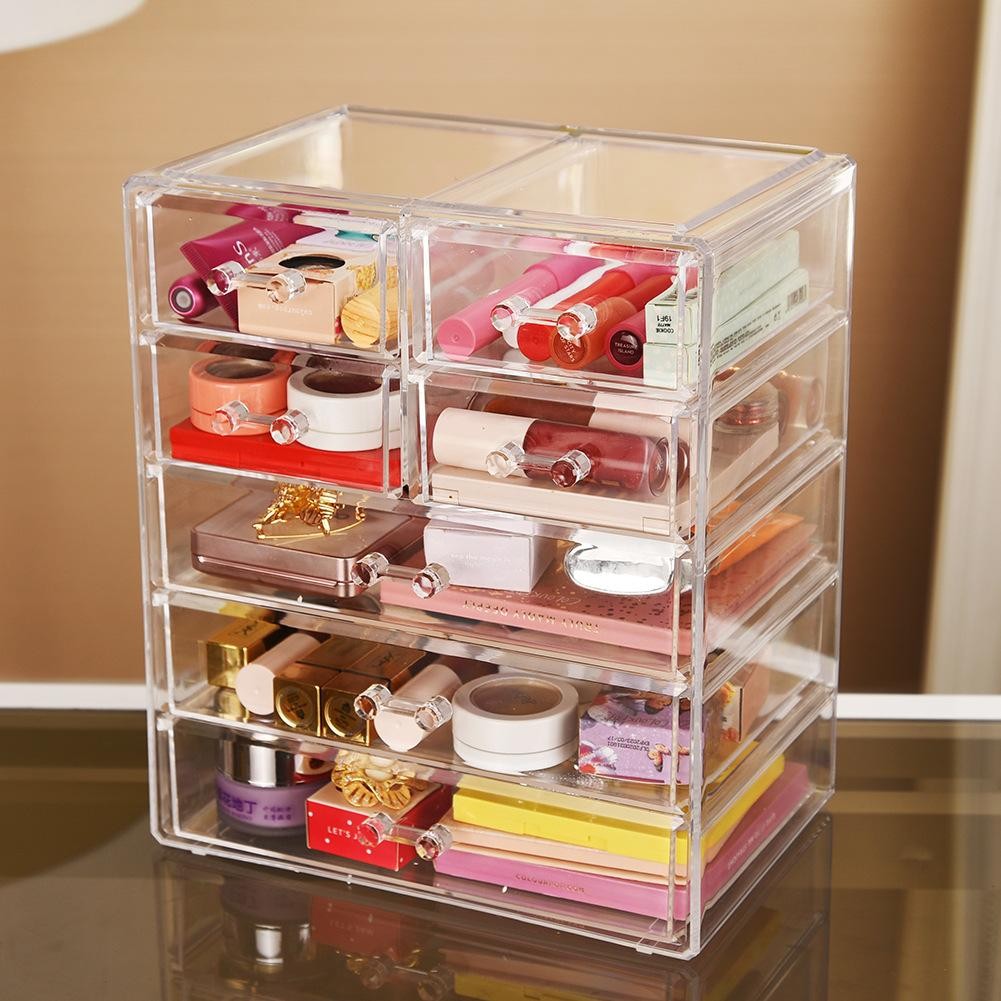 Shopclassyshop Extra Big All-in-one cosmetics drawer organizer storage box desktop drawer with lipstick holder organizer