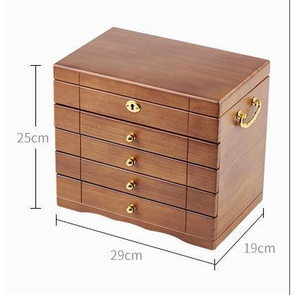Shopclassyshop Solid wood jewelry organizer box with full lock large capacity multifunctional jewelry Organizer  box