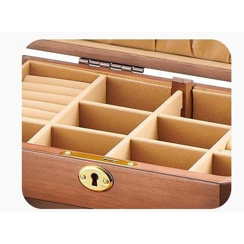 Shopclassyshop Solid wood jewelry organizer box with full lock large capacity multifunctional jewelry Organizer  box