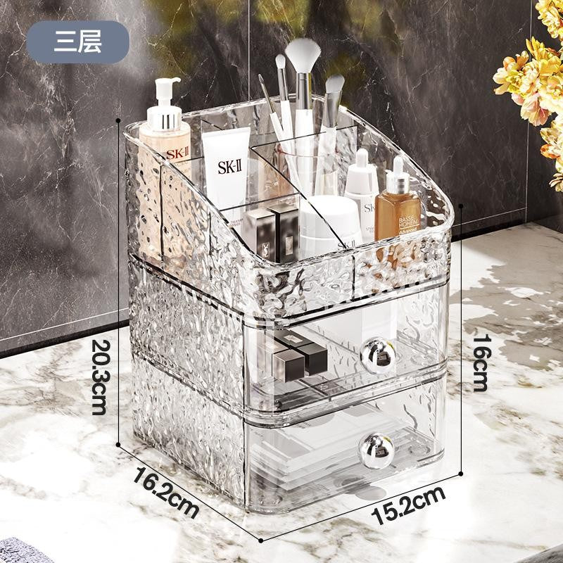 Shopclassyshop Water ripple mini Style Dustproof Stackable drawer desk Cosmetic Organizer storage box