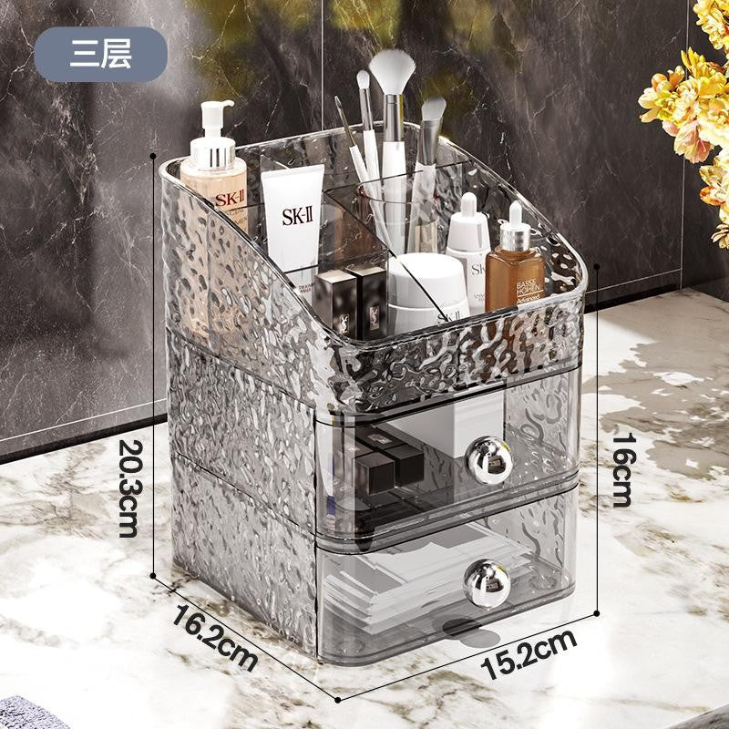 Shopclassyshop Water ripple mini Style Dustproof Stackable drawer desk Cosmetic Organizer storage box