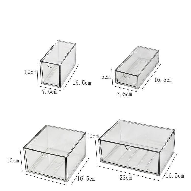 Shopclassyshop Desktop PET Dustproof Stackable Cosmetics Organizer Stationery Organiser Drawer Storage Box
