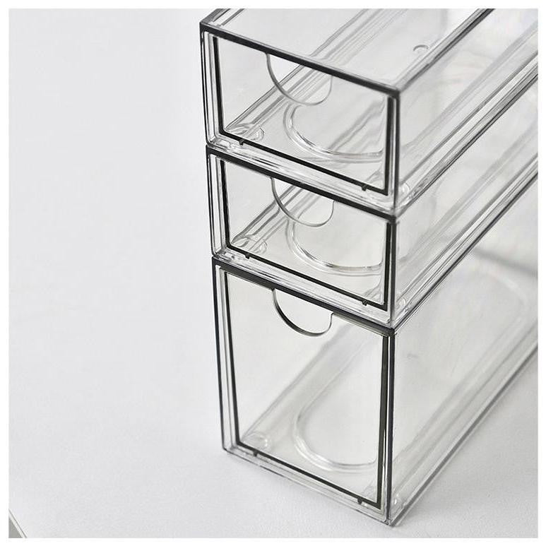 Shopclassyshop Desktop PET Dustproof Stackable Cosmetics Organizer Stationery Organiser Drawer Storage Box