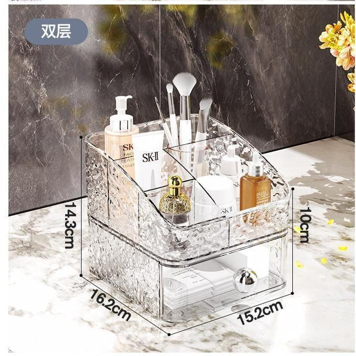 Shopclassyshop Water ripple mini Style Dustproof Stackable drawer desk Cosmetic Organizer storage box