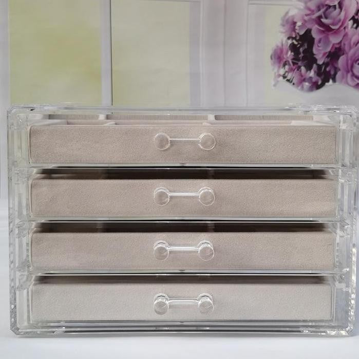 SG Stock ShopClassy Four-drawer acrylic velvet storage box jewelry necklace earrings earrings ring necklace display