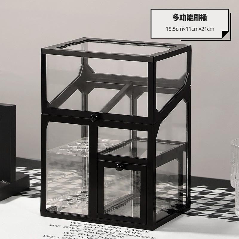 ShopClassyshop Glass Makeup Organizer Box Brush Storage Box Eyebrow Pencil Cosmetic Drawer Organiser  Storage