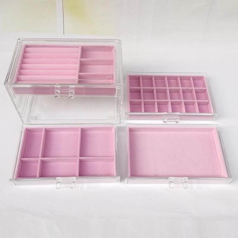 SG Stock ShopClassy Four-drawer acrylic velvet storage box jewelry necklace earrings earrings ring necklace display
