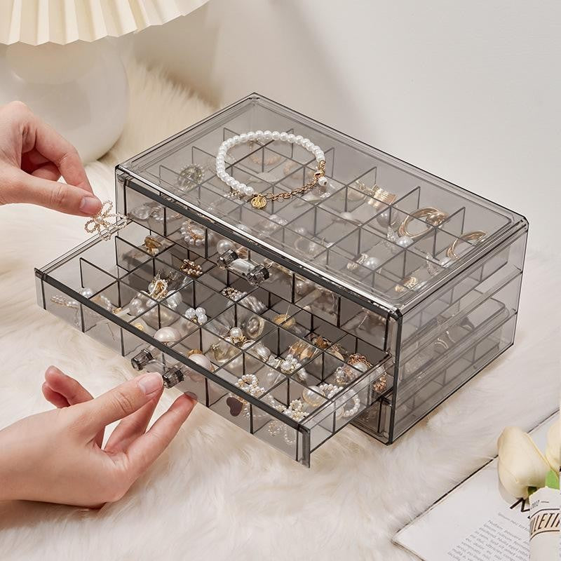 Shopclassyshop Transparent three-layer 72slot jewelry box anti-oxidation earring box multi-grid ring jewelry storage box