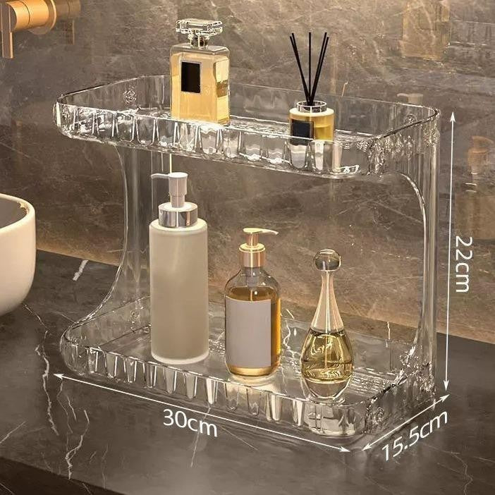 Shopclassyshop Bathroom double shelves rack countertops cosmetics storage bathroom organizer skin care products storage
