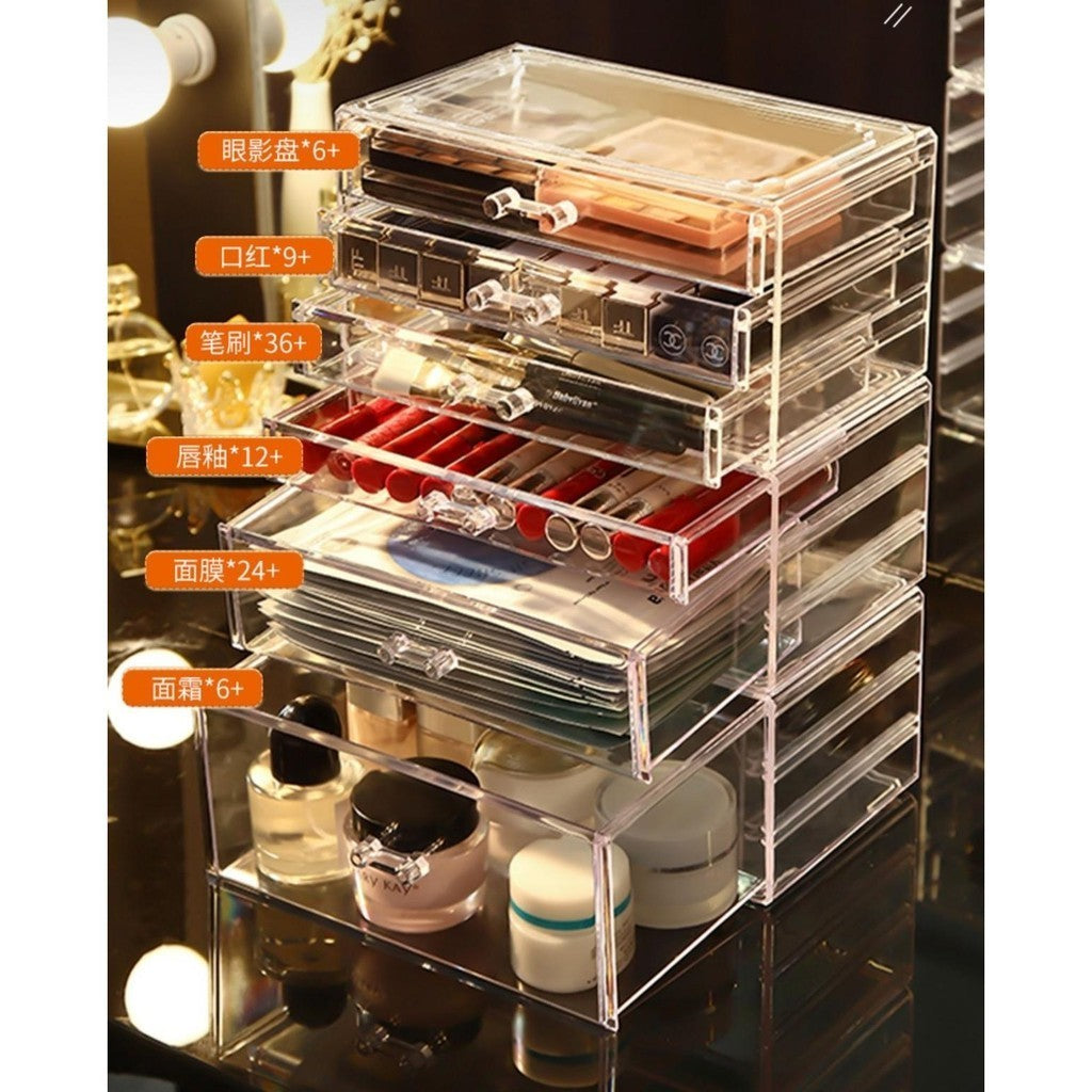 Shop Classy Acrylic cosmetics storage box Jewelry drawer-type organizer cabinet desktop storage rack