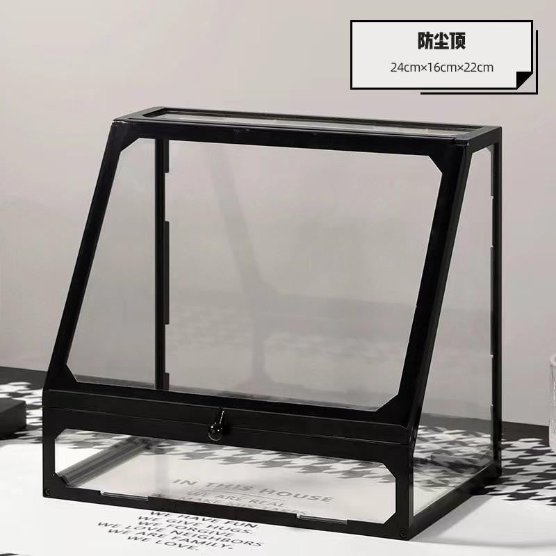 Hight-end GlassTop Perfume organizer Cosmetics Glass Makeup Box Organizer 24x16x22cm