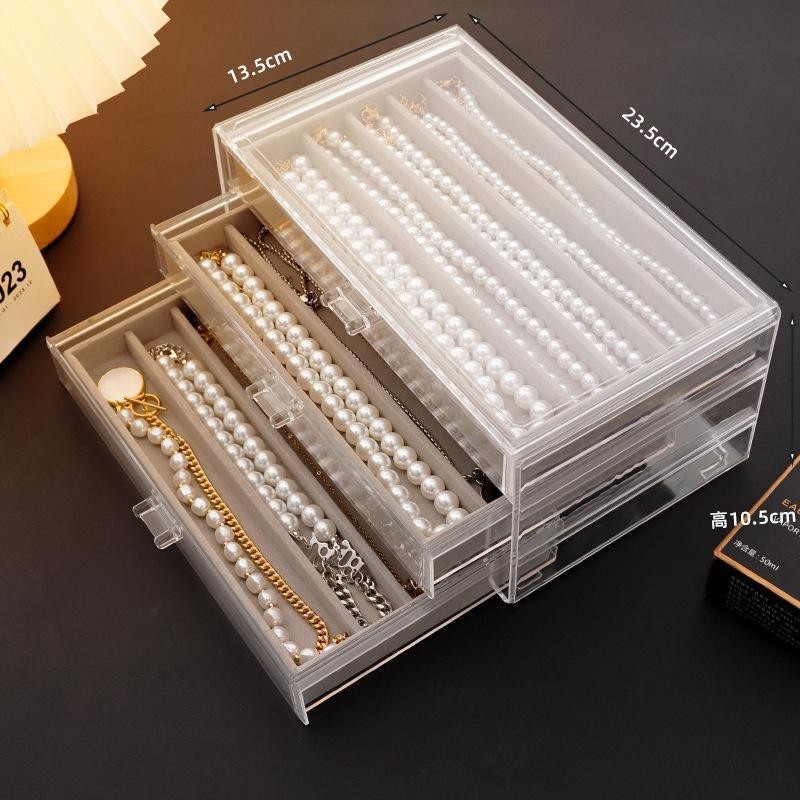 ShopClassyShop Acrylic Drawer style velvet jewelry necklace storage box organizer velvet