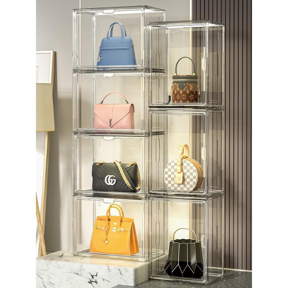 Shopclassyshop acrylic storage box for ladies handbag Collectable Bag box display magnetic suction luxury dust-proof