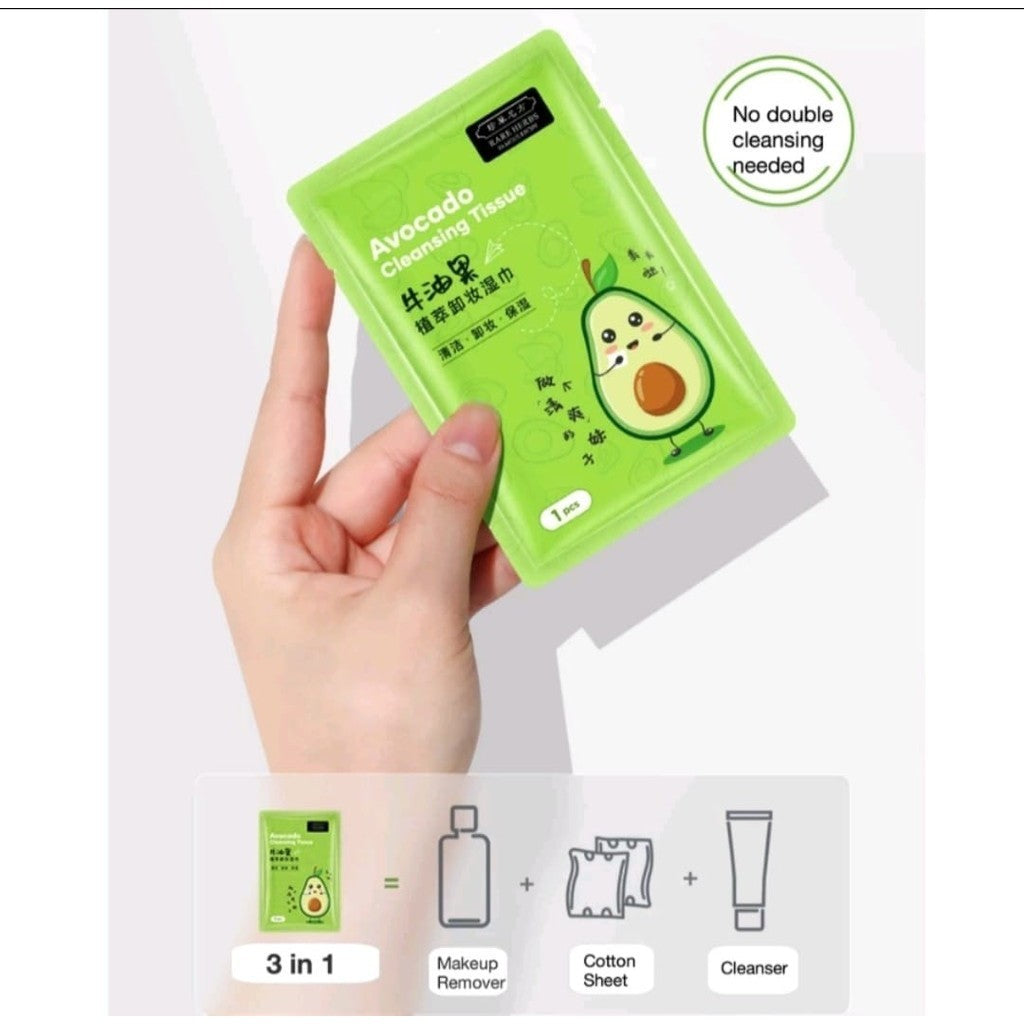 Avocado Plant Essence Makeup Remover Cotton Wet Wipes Individually Sealed Cleansing Disposables Hyaluronic acid