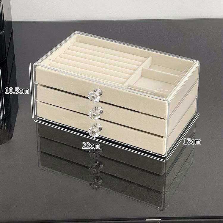 Shopclassyshop 45 Square Slots Exquisite transparent jewelry box drawer women's velvet ring earrings small grid